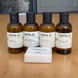 Le Labo Santal 33 travel set: shampoo, conditioner, lotion, body wash & soap